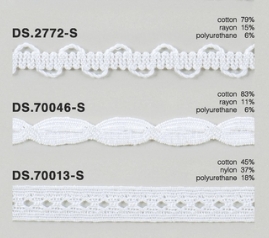 ゴム入りストレッチレース  綿トーションレース  1m単位　 オフホワイト　大定　日本製     DS.2772-S DS.70046-S  DS.70013-S ////