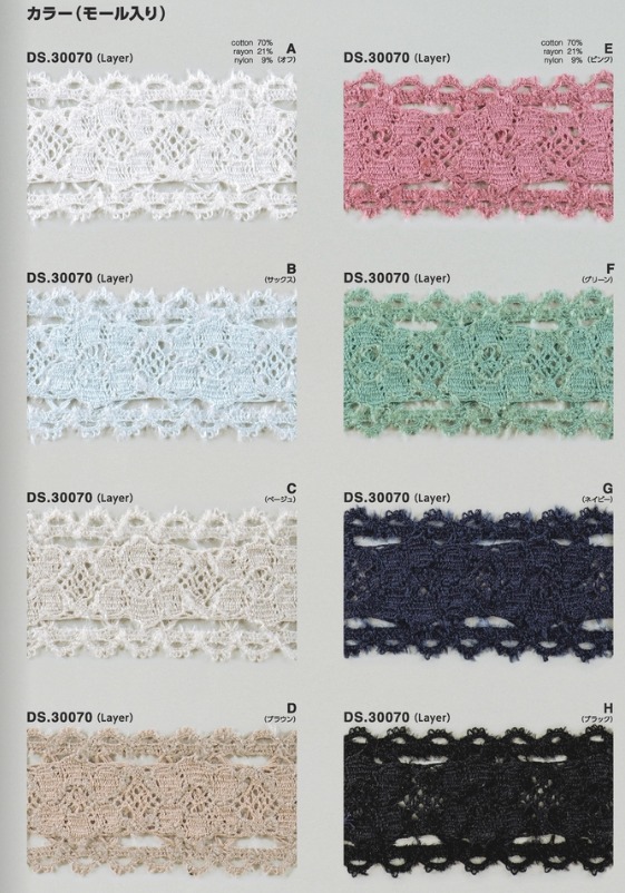 モールレース 　モールブレード  1m単位　DS.30070　8色展開  51mm幅　大定　日本製