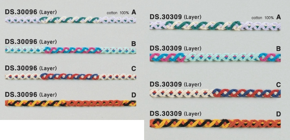 チロルレース  レーステープ　1m単位　DS.30096 4mm幅  DS.30309  6mm幅　各4色展開 　大定　日本製