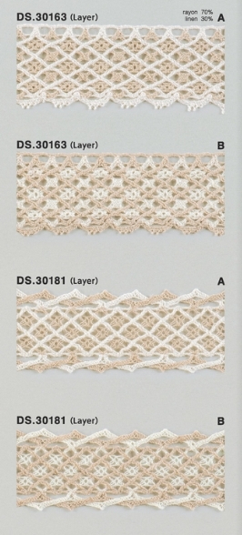 麻混レース（レーヨンリネン）  トーションレース  　1m単位　大定　日本製 DS.30163 DS.30181    //