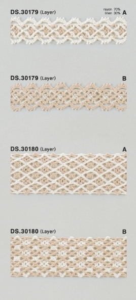 麻混レース（レーヨンリネン）  トーションレース  　1m単位　大定　日本製 DS.30179 DS.30180    //