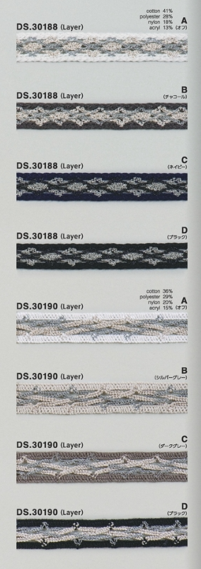 ラメブレード ラメコットンテープ 1m単位 　大定 日本製  DS.30188  DS.30190