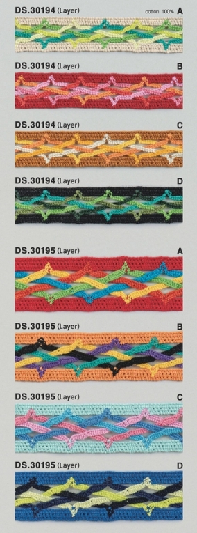 チロルレース 　レーステープ　1m単位　DS.30194 20mm幅  DS.30195 30mm幅　8色展開 　大定　日本製