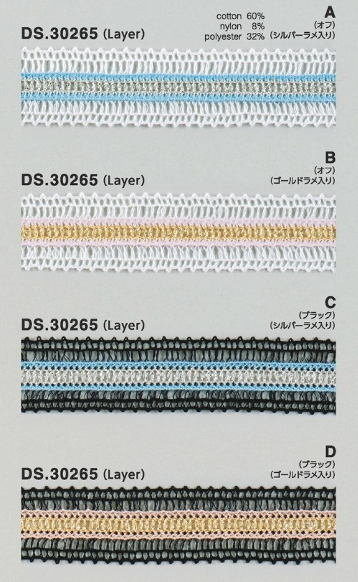 レイヤーレースブレード  ブレード　 1m単位　手芸　DS.30265　4色展開 23mm幅　大定　日本製