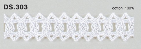 ハシゴレース 　綿トーションレース  1m単位　DS.303　オフホワイト 22mm幅　大定　日本製