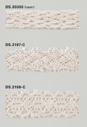 手編み風スラブレース  綿トーションレース  　1m単位　大定　日本製 DS.30305  DS.2197-C DS.2198-C //