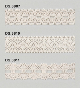 オーガニックコットンレース  綿トーションレース  　1m単位　大定　日本製 DS.3807 DS.3810 DS.3811  //