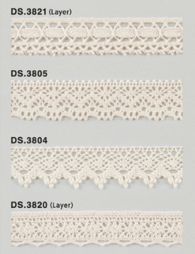 オーガニックコットンレース  綿トーションレース  　1m単位　大定　日本製 DS.3821 DS.3805 DS.3804 DS.3820 //