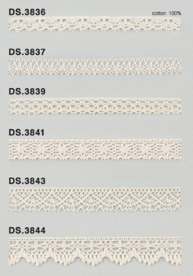 生成りレース  綿トーションレース 　1m単位　大定　日本製 DS.3836 DS.3837 DS.3839 DS.3841  DS.3843 DS.3844  //