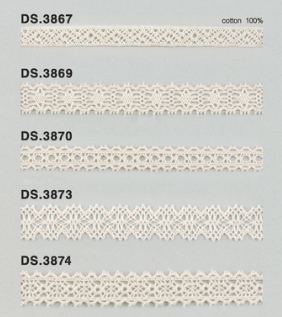 生成りレース  綿トーションレース 　1m単位　大定　日本製 DS.3867 DS.3869 DS.3870 DS.3873   DS.3874  //