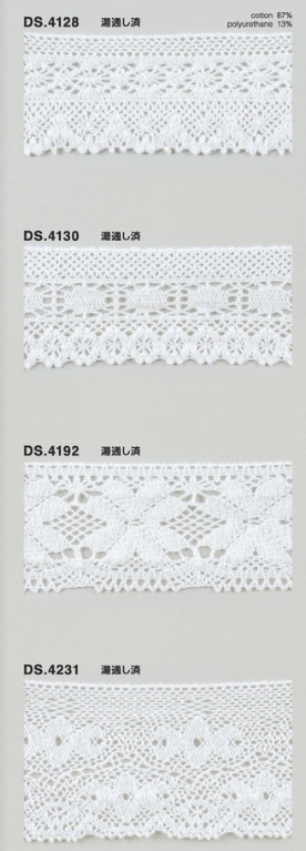 ゴム入りストレッチレース  綿ツーウェイトーションレース 1m単位 オフホワイト 大定　日本製  DS.4128 DS.4130 DS.4192 DS.4231  //
