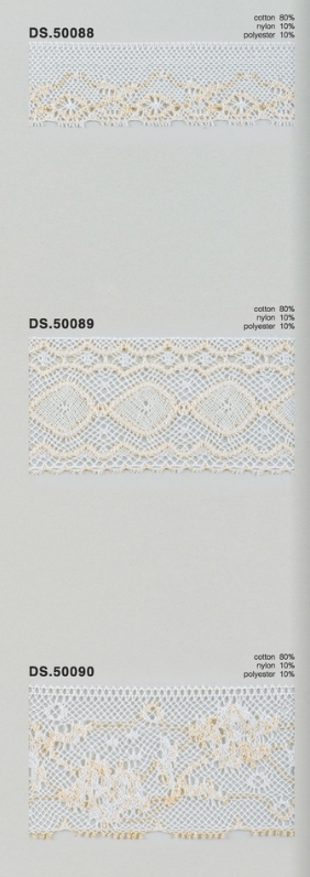 ラメレース　 ゴールドラメ入りトーションレース 1m単位　大定　日本製  DS.50088 DS.50089 DS.50090