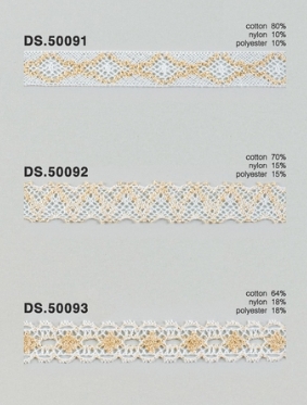 ラメレース　 ゴールドラメ入りトーションレース 1m単位　大定　日本製  DS.50091 DS.50092 DS.50093