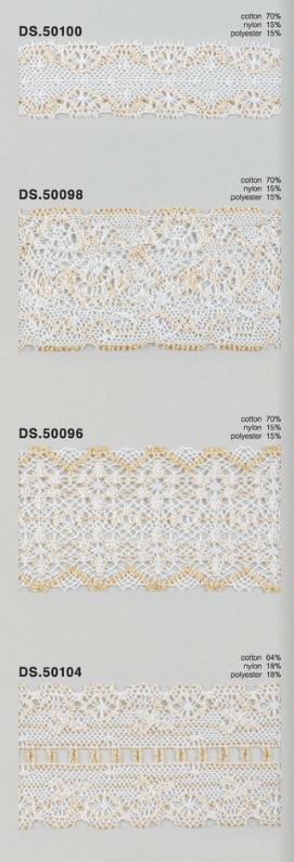 ラメレース　 ゴールドラメ入りトーションレース 1m単位　大定　日本製  DS.50100 DS.50098 DS.50096 DS.50104