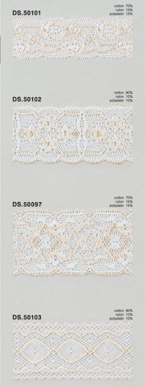 ラメレース　 ゴールドラメ入りトーションレース 1m単位　大定　日本製  DS.50101 DS.50102 DS.50097 DS.50103