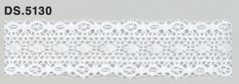 極細番手レース 　薄手トーションレース  リバーレース風 綿素材 オフホワイト  DS.5130     25mm幅　 1m単位　　大定　日本製