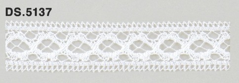 極細番手レース 　薄手トーションレース  リバーレース風 綿素材 オフホワイト  DS.5137     22mm幅　 1m単位　　大定　日本製