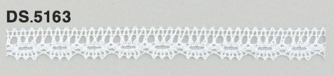 極細番手レース 　薄手トーションレース  リバーレース風 綿素材 オフホワイト　 1m単位　　DS.5163　10mm幅　大定　日本製