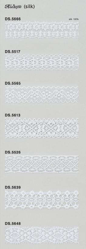 シルクレース  薄手トーションレース　　1m単位　　オフホワイト 　大定　日本製 DS.5666 DS.5517 DS.5565 DS.5613 DS.5526 DS.5639  DS.5648
