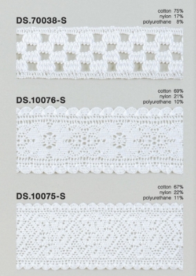 ゴム入りストレッチレース  綿トーションレース  1m単位　 オフホワイト　大定　日本製     DS.70038-S DS.10076-S  DS.10075-S ////
