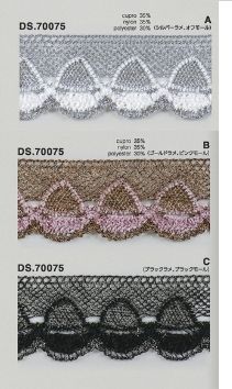 ラメレース モール入りブレード 1m単位  DS.70075　3色展開　46mm巾　大定 日本製