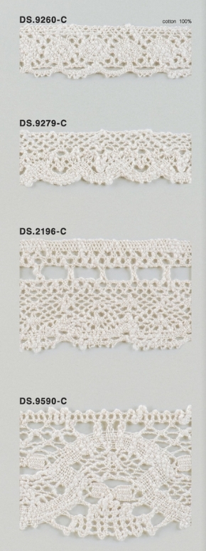 手編み風スラブレース  綿トーションレース 　1m単位　大定　日本製 DS.9260-C  DS.9279-C  DS.2196-C DS.9590-C   //