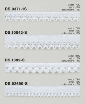 ゴム入りストレッチレース  綿トーションレース  1m単位　 オフホワイト 大定　日本製   DS.9371-1S  DS.10042-S  DS.1302-S DS.92690-S///