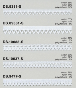 ゴム入りストレッチレース  綿トーションレース  1m単位　 オフホワイト 大定　日本製   DS.9381-S  09381-S  DS.10088-S  DS.10037-S  DS.9477-S //