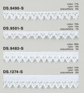ゴム入りストレッチレース  綿トーションレース  1m単位　 オフホワイト 大定　日本製   DS.9496-S  DS.9501-S  DS.9482-S    DS.1274-S ///