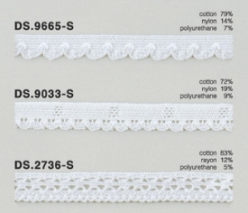 ゴム入りストレッチレース  綿トーションレース  1m単位　 オフホワイト 大定　日本製   DS.9665-S  DS.9033-S  DS.2736-S ///