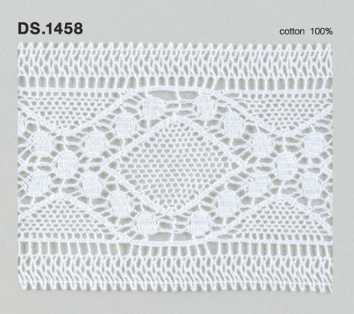 トーションレース  1m単位　レース材料　DS.1458　オフホワイト 76mm幅　大定　日本製
