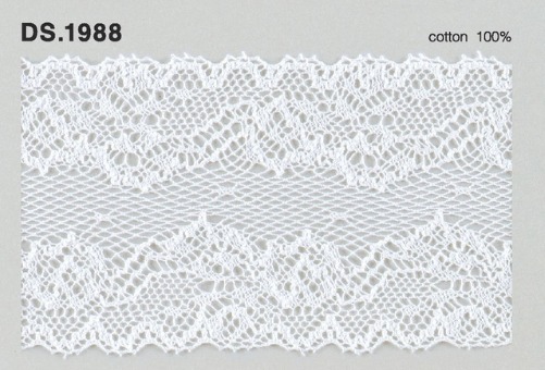 トーションレース　薄手レース 1m単位　　DS.1988　オフホワイト 60mm幅　大定　日本製