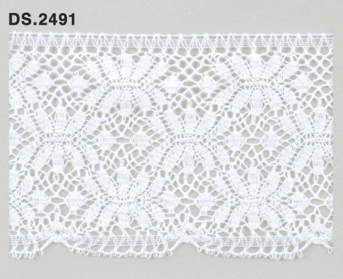トーションレース　薄手広幅レース　1m単位　DS.2491　オフホワイト 68mm幅　大定　日本製