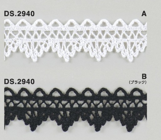 トーションレース 1m単位　DS.2940　オフホワイト ブラック  28mm幅　大定　日本製