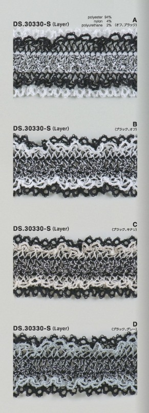 テープブレード ポリエステルブレード ストレッチフリルトーションレース 1m単位　日本製　大定　DS.30330-S 50mm幅//
