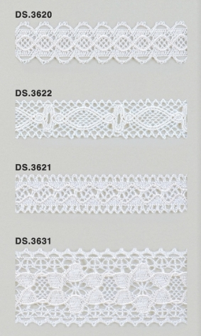 レーヨン横巻コードレース（凹凸光沢あり）トーションレース 　1m単位　大定　日本製 DS.3620  DS.3622  DS.3621 DS.3631  //