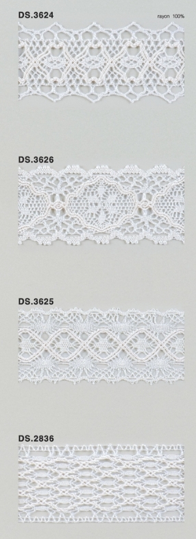 レーヨン横巻コードレース（凹凸光沢あり）トーションレース 　1m単位　大定　日本製 DS.3624  DS.3626  DS.3625 DS.2836  //