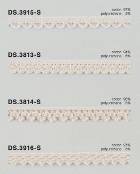 オーガニックコットンレース  ストレッチトーションレース  　1m単位　大定　日本製 DS.3915-S DS.3813-S DS.3814-S DS.3916-S //