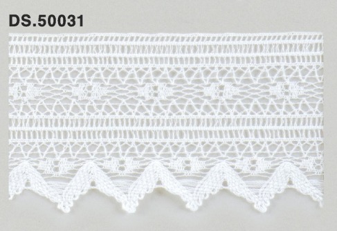 トーションレース  薄手レース　広幅リバーレース風　1m単位　DS.50031　オフホワイト 54mm幅　大定　日本製