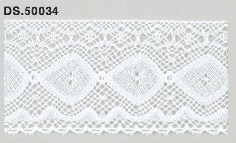 トーションレース  薄手レース　広幅リバーレース風 1m単位　　DS.50034　オフホワイト 48mm幅　大定　日本製
