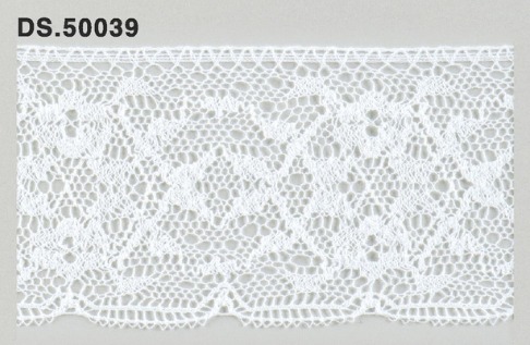 トーションレース 薄手レース　広幅リバーレース風 1m単位　　DS.50039　オフホワイト 53mm幅　大定　日本製