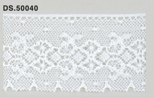 トーションレース 薄手レース　広幅リバーレース風 1m単位　　DS.50040　オフホワイト 52mm幅　大定　日本製