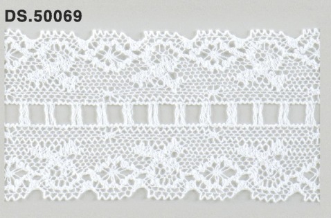 トーションレース 薄手レース　広幅リバーレース風　1m単位　DS.50069　オフホワイト 52mm幅　大定　日本製
