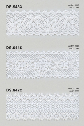 綿レーヨンレース（光沢あり） トーションレース 　1m単位　大定　日本製 DS.9433   DS.9445  DS.9442    //