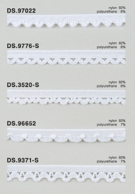 ゴム入りストレッチレース  ウーリーナイロントーションレース 1m単位 白系 大定　日本製  DS.97022　DS.9776-S　DS.3520-S DS.96652 DS.9371-S 　 //