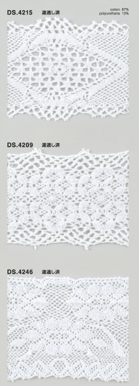 ゴム入りストレッチレース  綿ツーウェイトーションレース 1m単位 オフホワイト 大定　日本製 　DS.4215　DS.4209  DS.4246  //