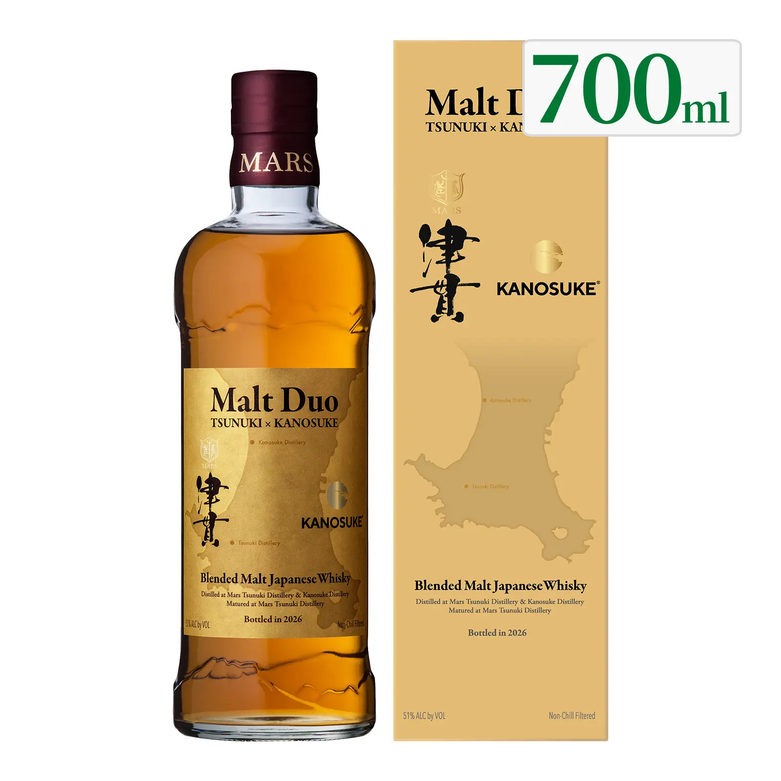 ウイスキー MARS WHISKY Malt Duo TSUNUKI × KANOSUKE(モルトデュオ津貫×嘉之助) 51度 700ml 化粧箱入り