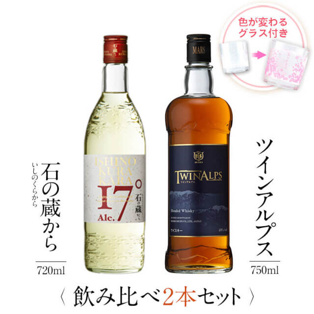 飲み比べセット グラス付き 石の蔵から TWIN ALPS 2本 セット 25度 40度 720ml 750ml