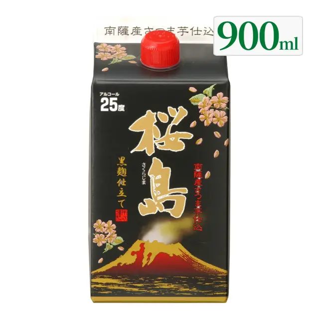 芋焼酎 黒麹仕立て桜島 25度 900ml 紙パック