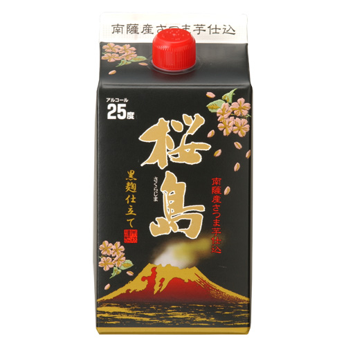 焼酎 黒麹仕立て桜島 25度 900ml 紙パック